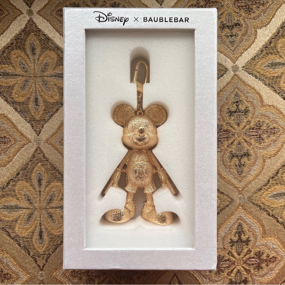 Disney X Baublebar Shimmering Gold Mickey Mouse Bag Charm New In The Box, Unused